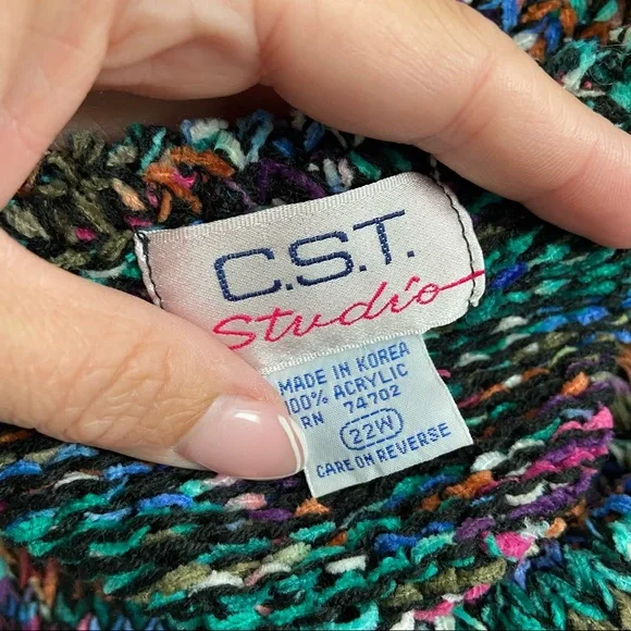 064 - Vintage C.S.T Studio Chenille Knit Sweater Top 22 - Picture 6 of 6